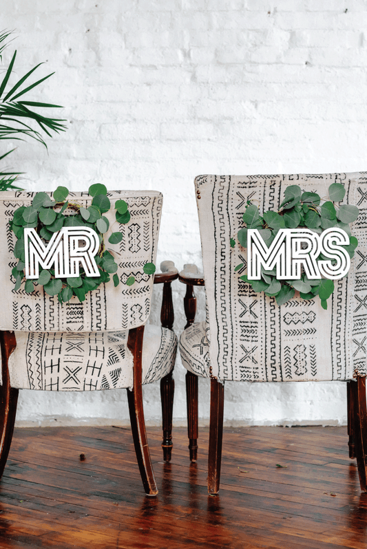 Newlywed's Chair Sign In "Charlie"