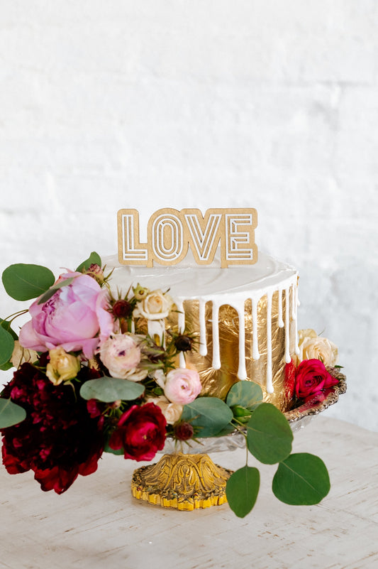 "LOVE" 2-Layered Cake Topper
