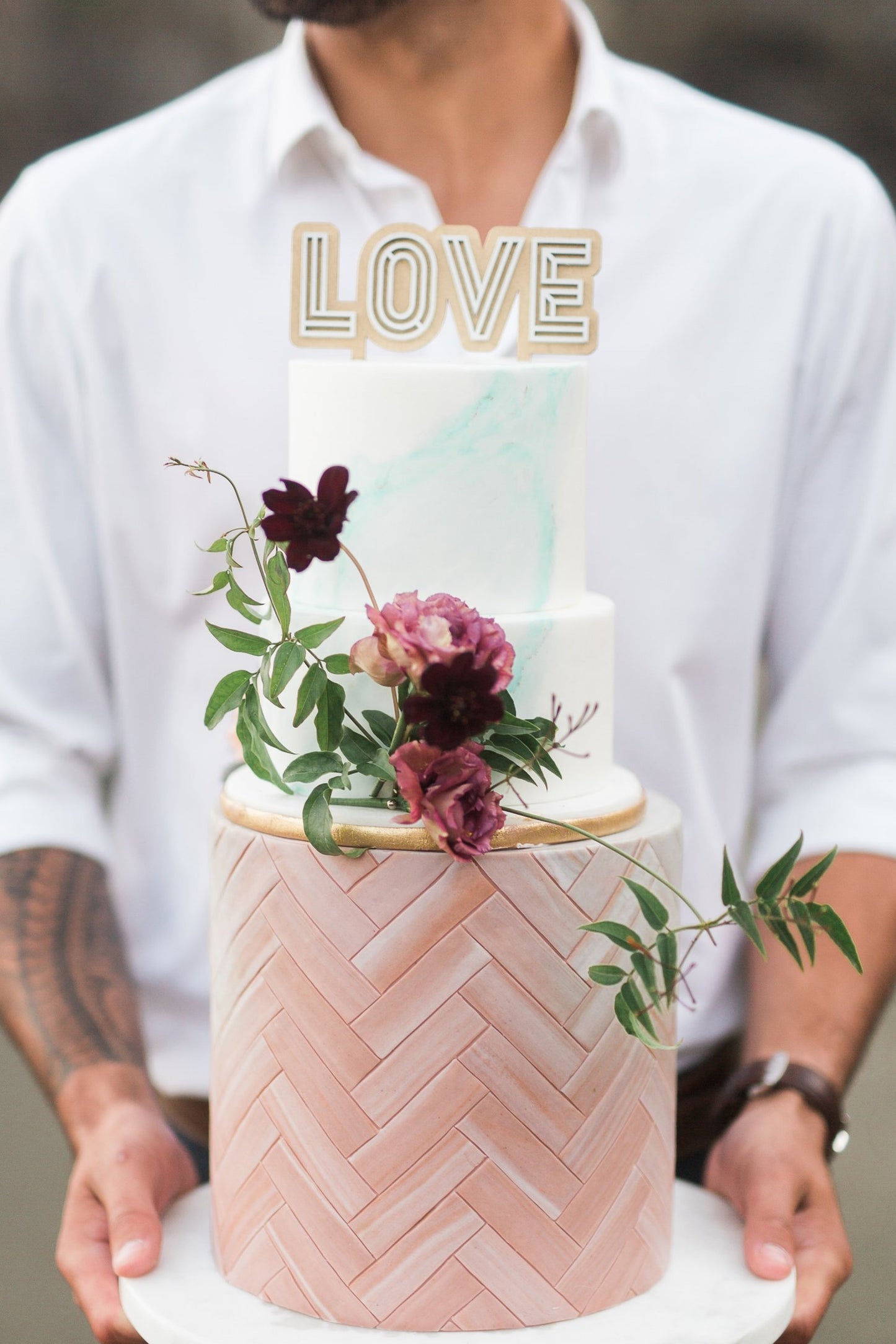"LOVE" 2-Layered Cake Topper